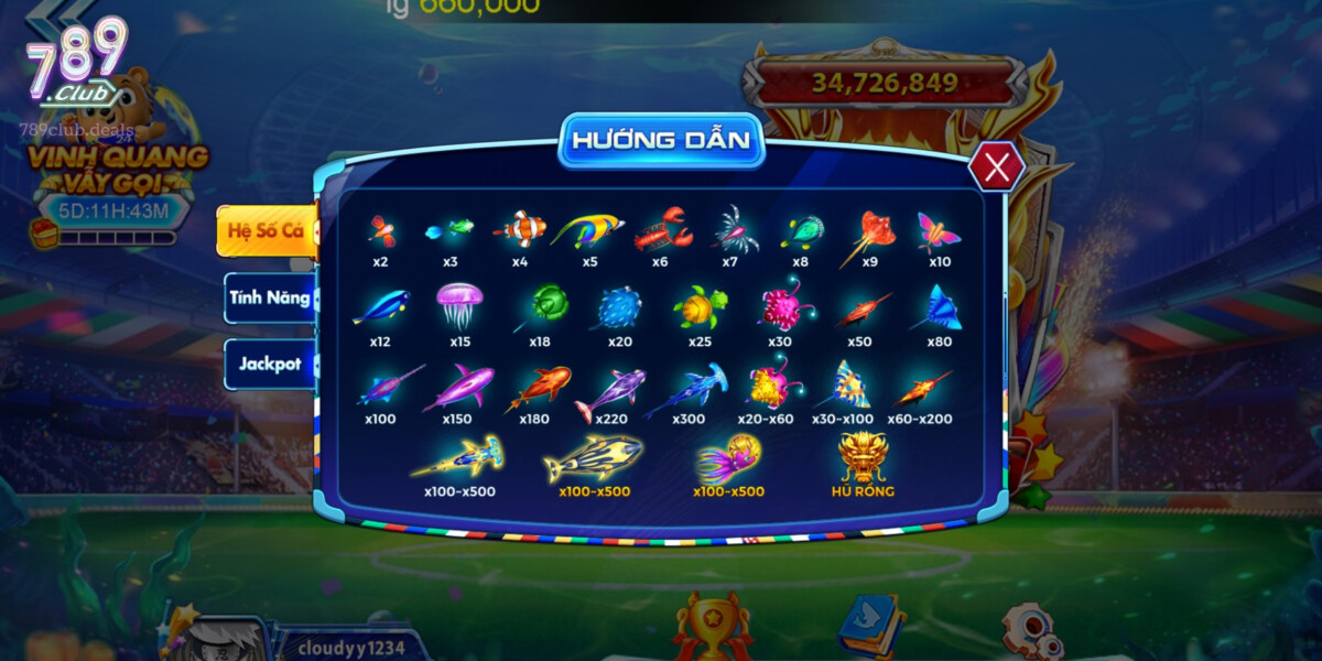 Bảng Hướng Dẫn Hệ Số Cá tại 789 Club