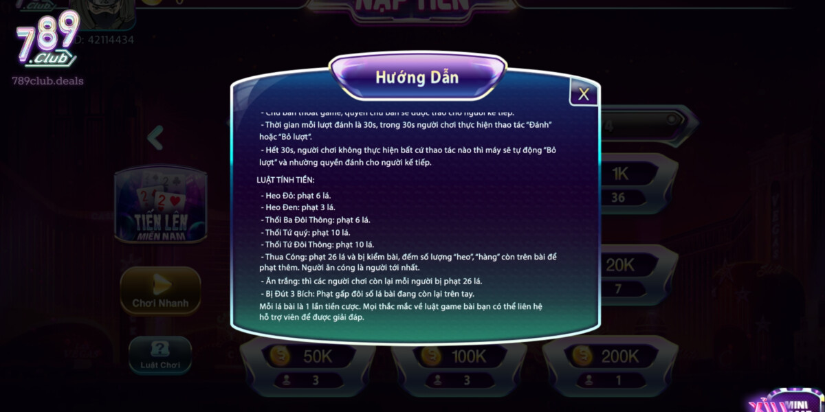 Luật Tính Tiền Trong Tiến Lên Miền Nam Tại 789 Club